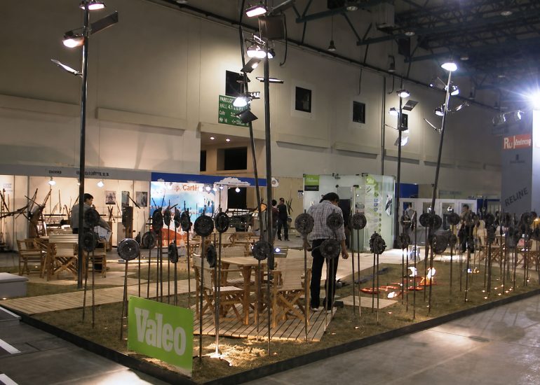 Fair Stand for Valeo by TCA Architects, exhibition stand design with garden-inspired green display concept for Valeo